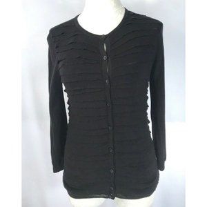 J Crew M Ruffled San Remo Cardigan Sweater Black